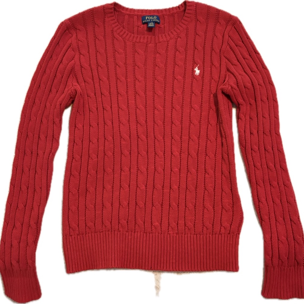Polo by Ralph Lauren Red Cable Knit Sweater for Boys
